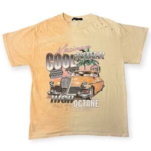 Forever 21 Cool Rider Graphic Tee Vintage Car Print Distressed Shirt Size Medium